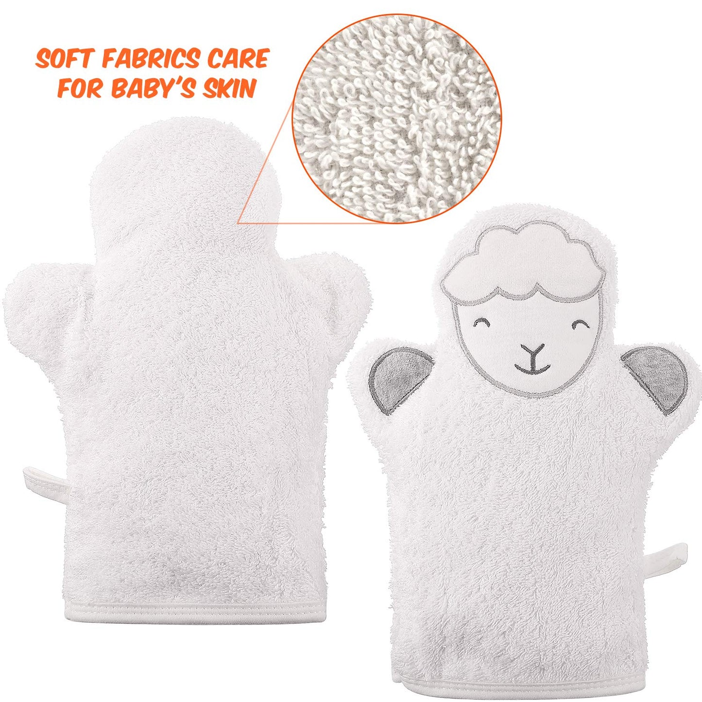 4 Pieces Baby Bath Mitt Washcloths Gloves Designed In Nice Cute Animal Style Yellow Duck Shark Panda Sheep Cotton Towel Gentle S