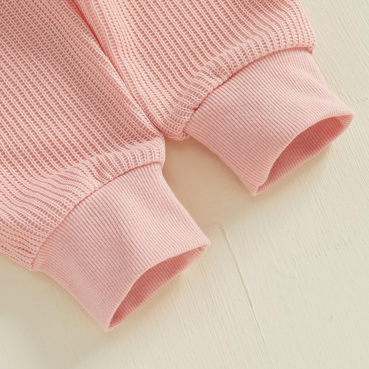 Kupretty Toddler Baby Girl Valentines Day Outfits Heart Waffle Knit Sweatshirts And Pants Set Fall Winter Spring Clothes (Dark P