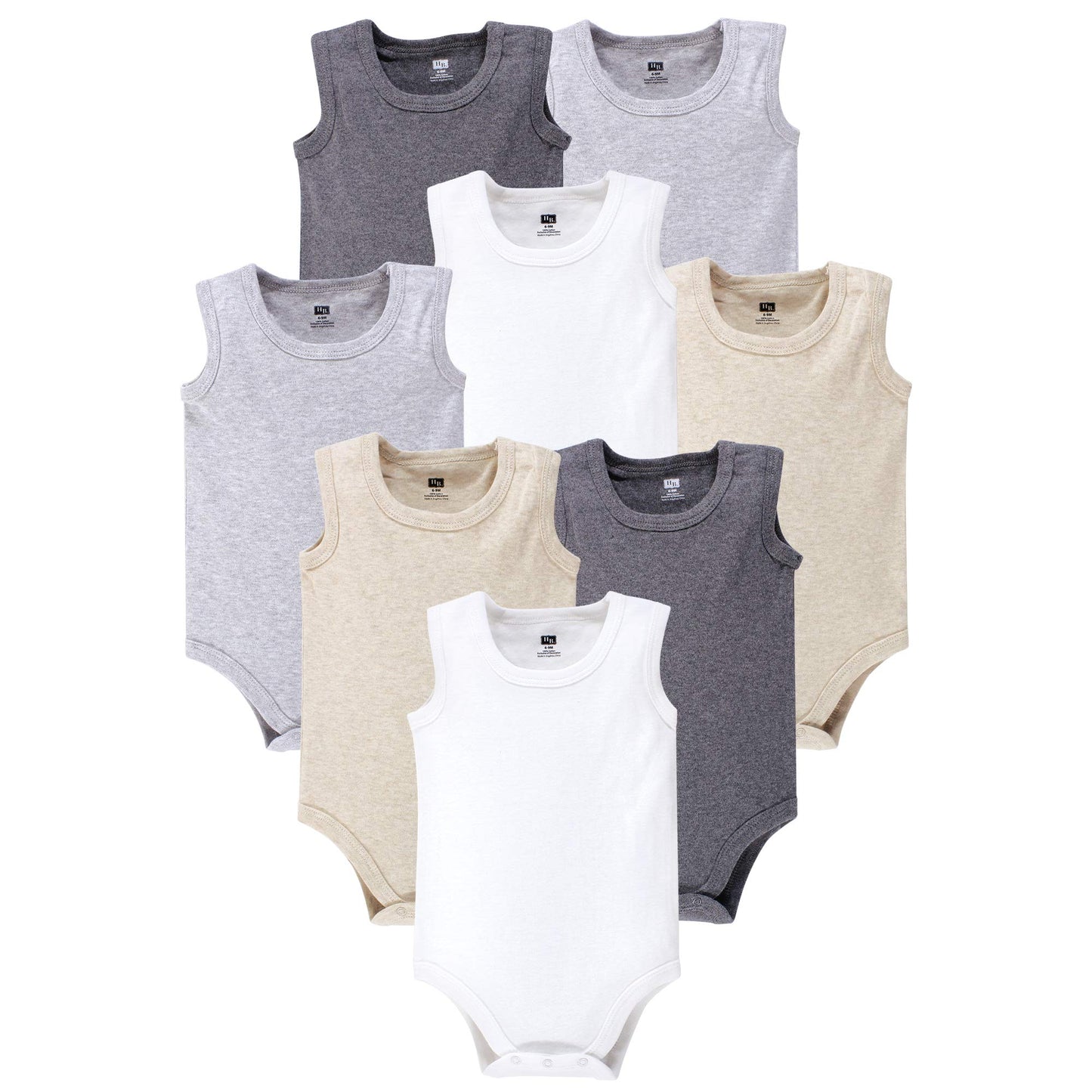 Hudson Baby Unisex Baby Cotton Sleeveless Bodysuits Heather Gray, 0-3 Months