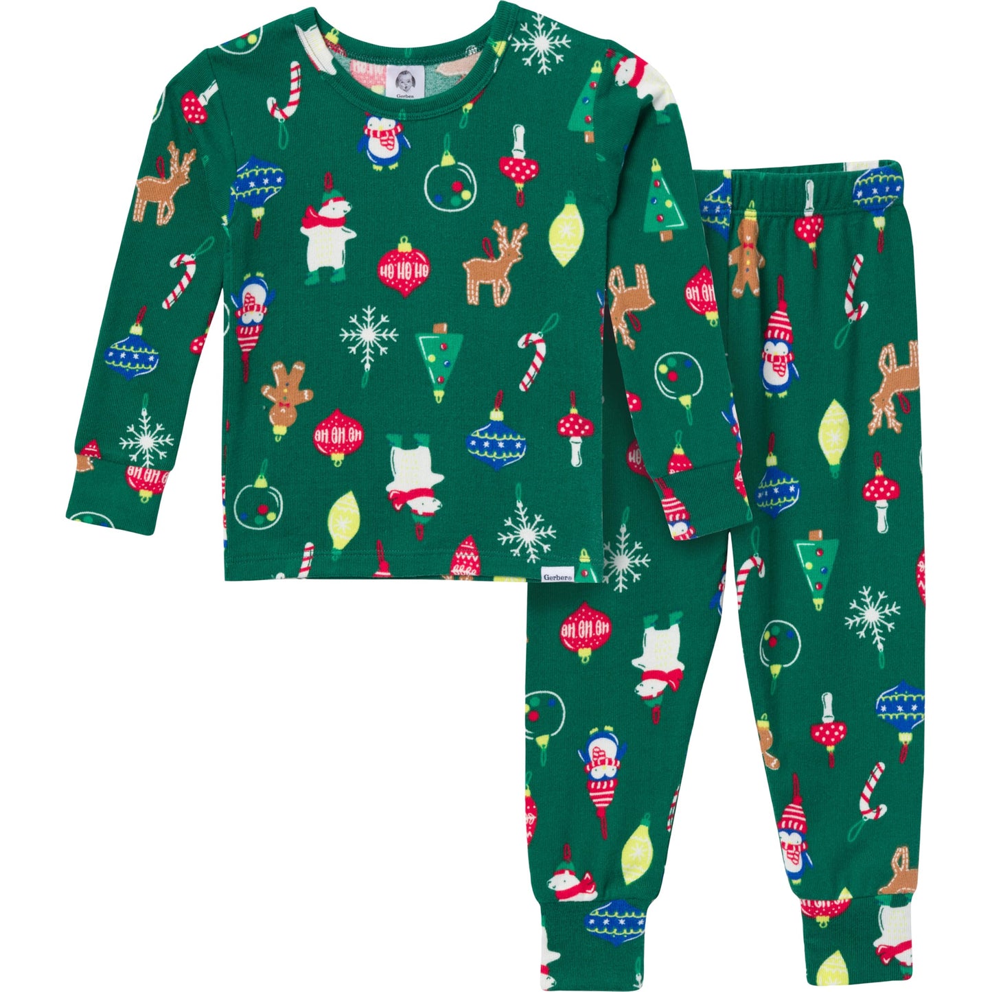 Gerber Unisex Baby Infant 2-Piece Holiday Family Matching Pajamas, Ornaments