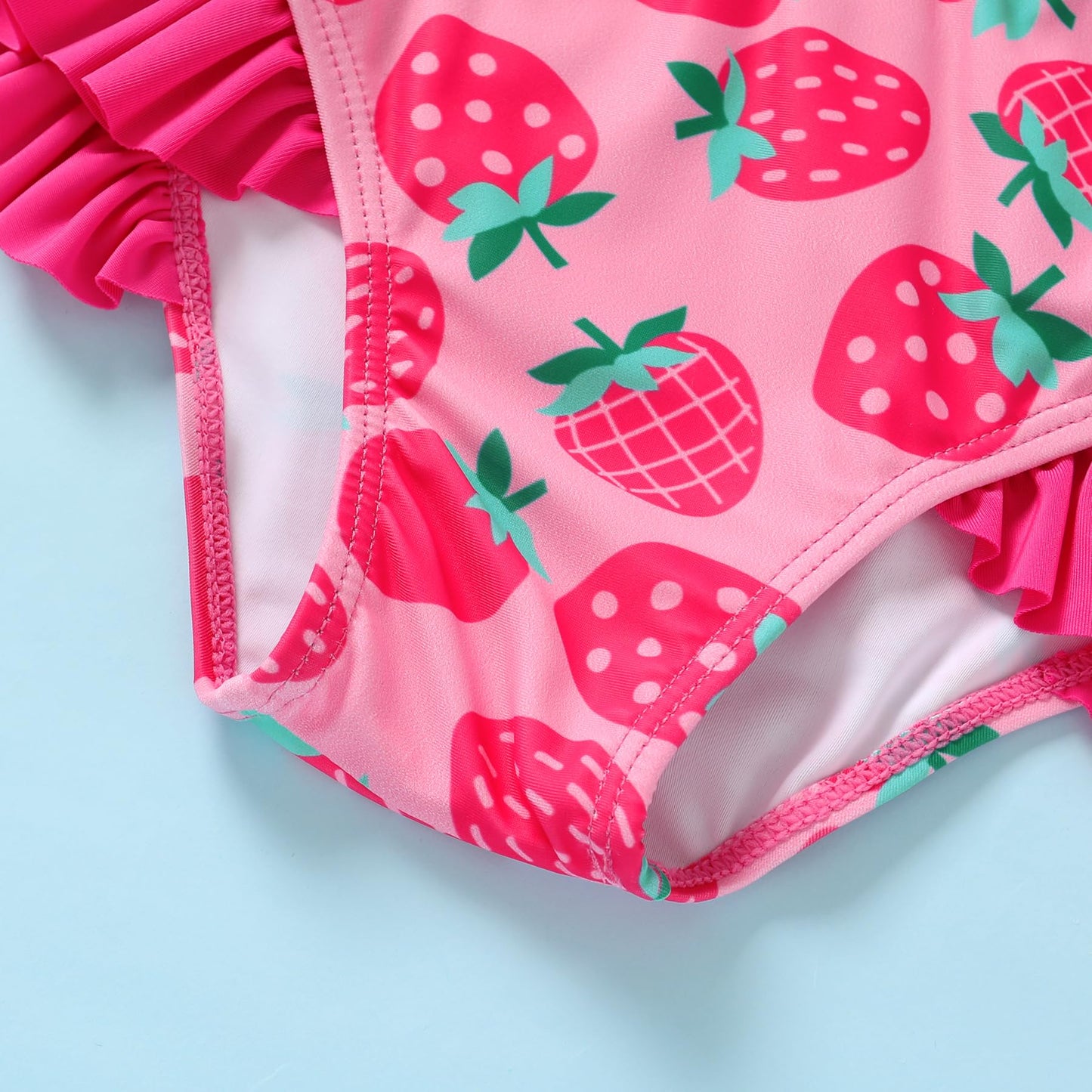 Younger Tree Toddler Girls Two Pieces Swimsuit Color Block Stripe Swimwear Summer Beach Bathing Suit (Pink#Strawberry 18-24 Mont