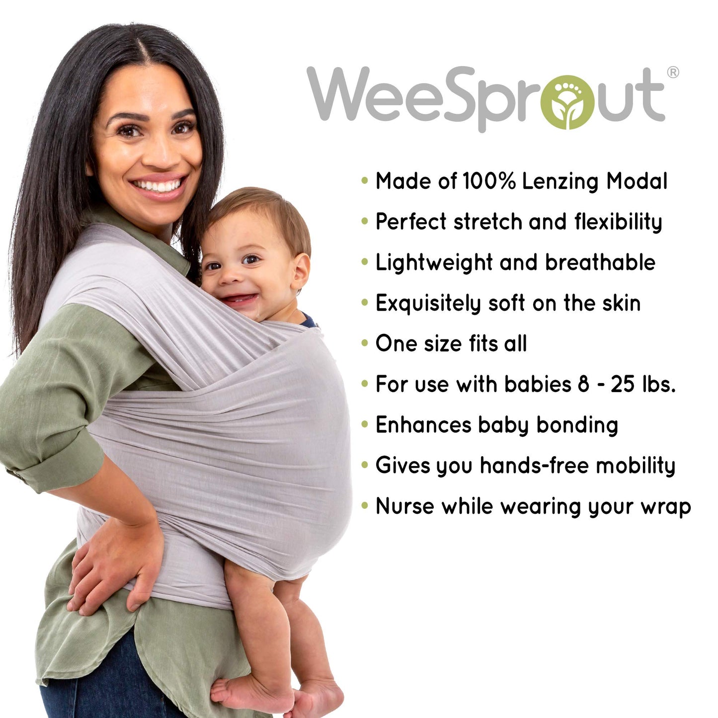 WeeSprout Baby Wraps Carrier - Perfect Baby Carrier Wrap Sling for Newborn and Infant, Enhances Baby Bonding, Soft and Breathabl