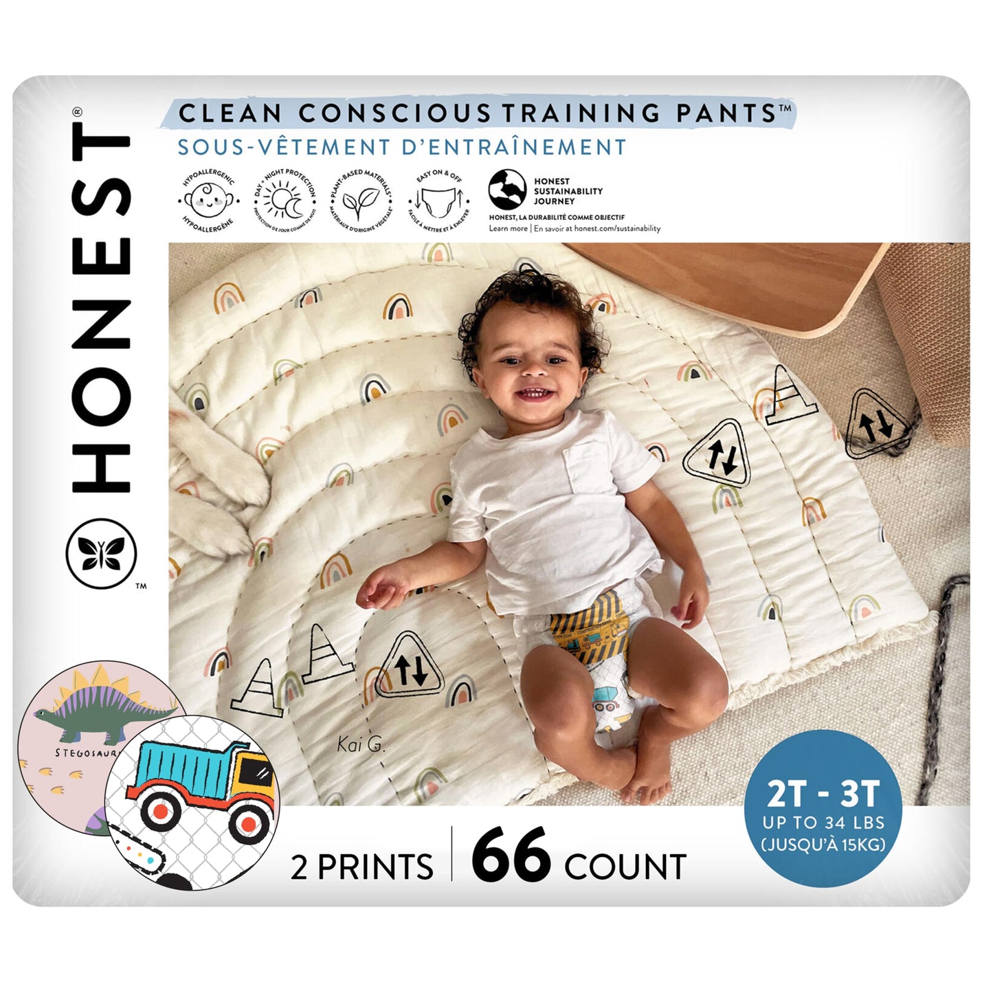 The Honest Company Clean Conscious Training Pants for Sensitive Skin | Hypoallergenic, Fragrance Free | Rompin & Stompin + Dig