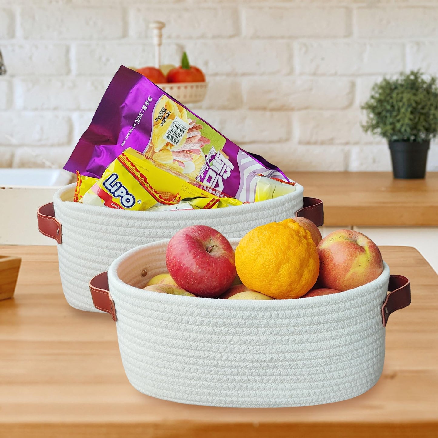 Abenkle Small Woven Basket, Cute Small Basket, Rope Room Shelf Storage Basket, Cat Dog Toys Basket Chest Box, Empty Decorative G