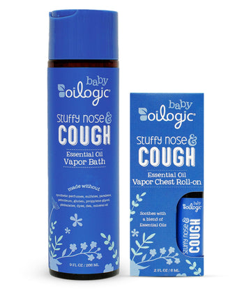 Oilogic Stuffy Nose & Cough Vapor Bath & Roll-On Essential Oil for Babies & Toddlers - Gentle Baby Bath Essentials Soothe & Comf