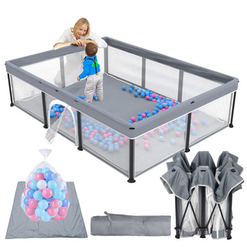 TOREVSIOR Foldable Baby Playpen with Mat, 50  71 F oldable P laypen for Babies and Toddlers, Indoor & Outdoor Kids Safety Play P
