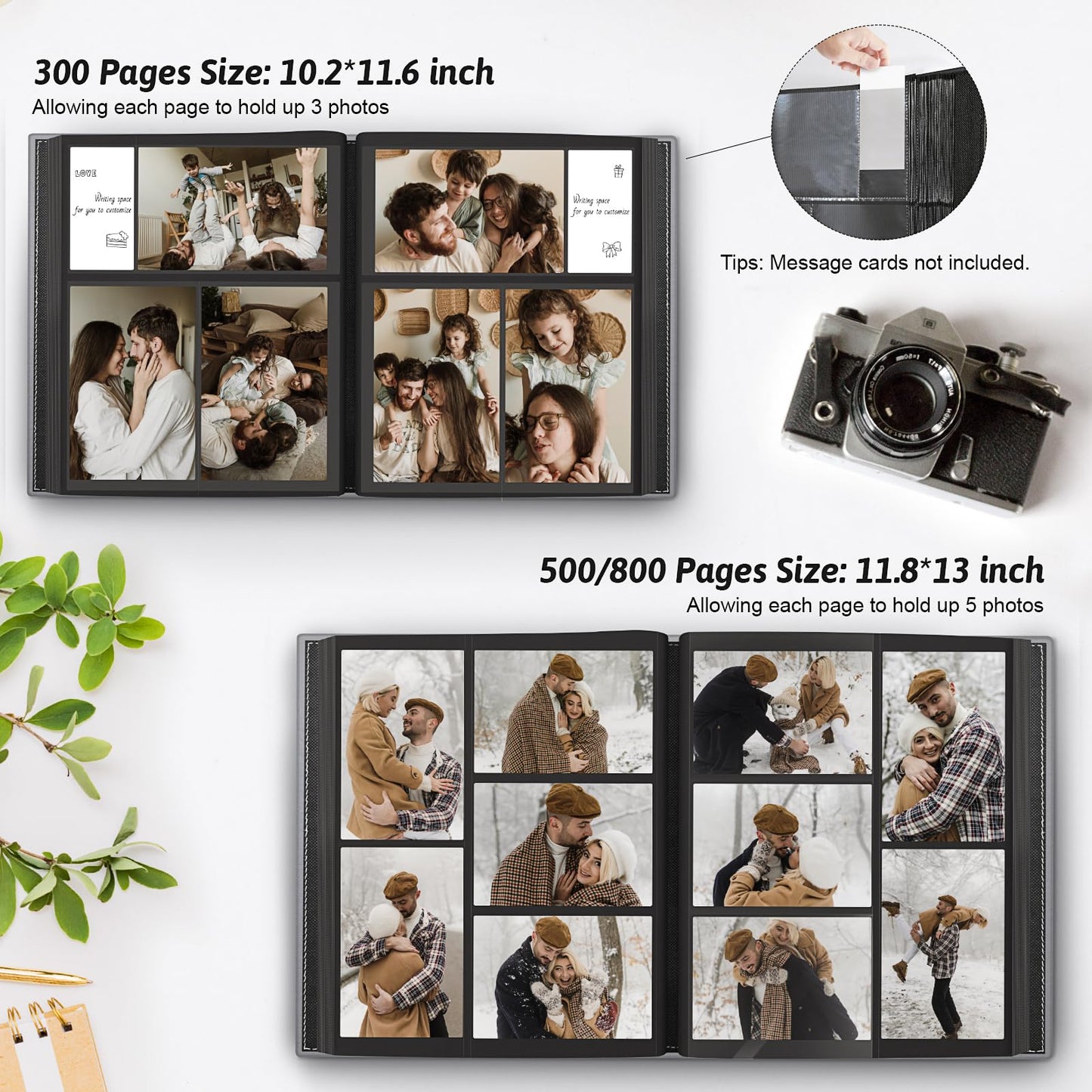 Popotop Photo Album 4X6 800 Pockets With Leather Hardcover Cover, Large Photo Album Binder Book With 80Pcs Pages For Family Trav