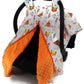 Dear Baby Gear Car Seat Canopy, Fox And Teepees, Orange Minky