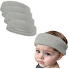 Couver Baby Infant Light Gray Terry Solid Color Headband/Terry Cloth Head Band - 4 Pieces