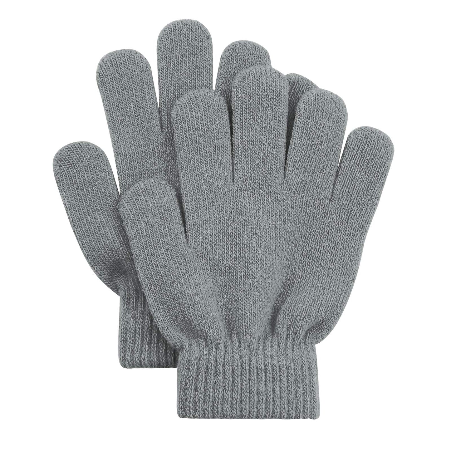 6 Pairs Kids Magic Gloves Winter Warm Full Fingers Gloves Soft Knitted Mittens For Baby Boys Girls Red&Dark Blue&Gray