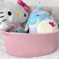 Giftexpress Pink Woven Basket - 13' X 8' X 5' Cotton Rope Organizing Baskets For Baby Items Or Cat & Dog Toys - Cute Soft Gif