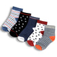 Lealdealz KidS Socks For Boys And Girls  Made With Soft & Breathable Cotton With Antibacterial Wash, Pack Of 5, Star & Stripe 