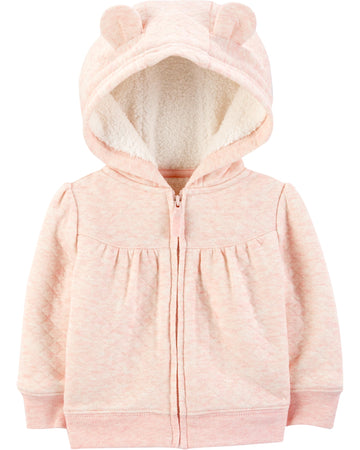 Simple Joys By Carter'S Unisex Babies' Hooded Sweater Jacket With Sherpa Lining, Pink, 12 Months