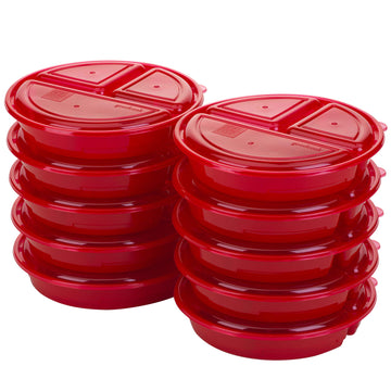 Good Cook Meal Prep On Fleek, 3 Compartments Bpa Free, Microwavable/Dishwasher/Freezer Safe, Red