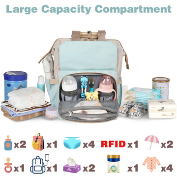 Jiefeike Girls Diaper Backpack,Travel Backpack Diaper Bag For Dad Mom Baby Boys,Insulated Pockets Portable Baby Nappy Bags With