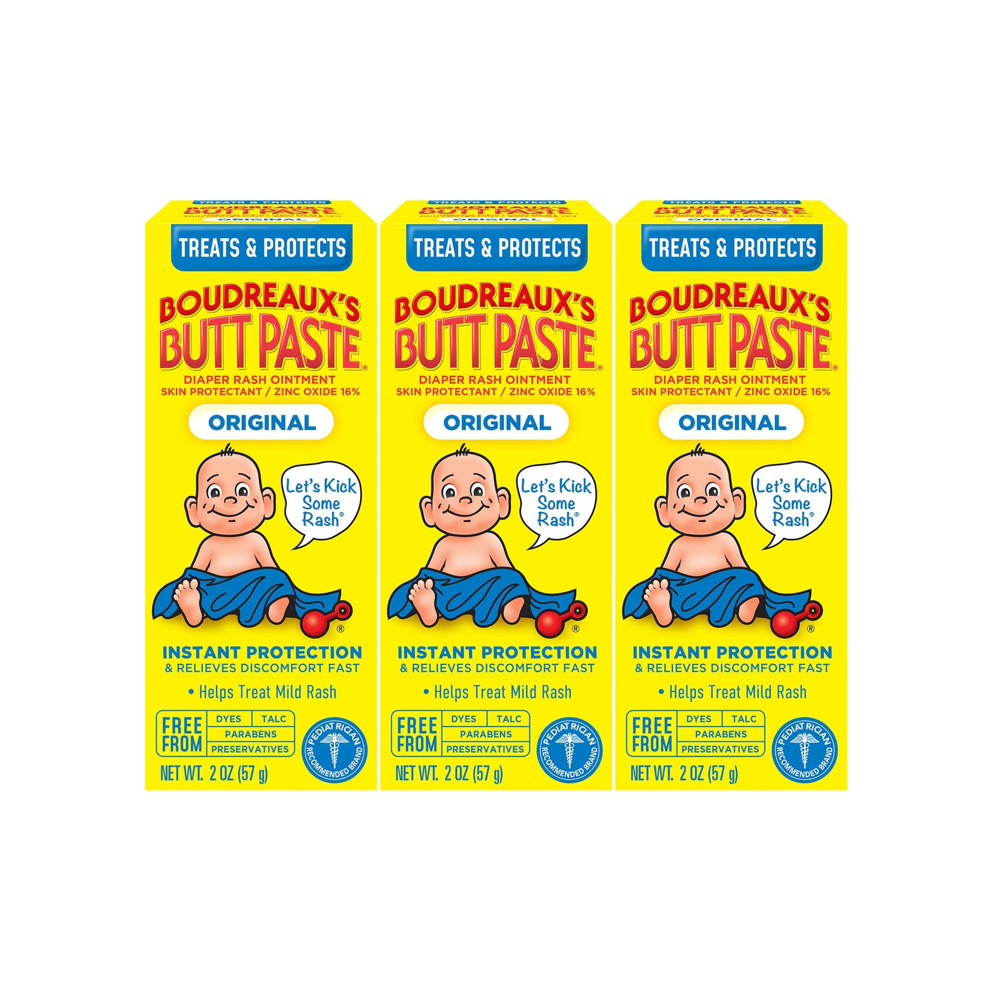 Boudreauxs Butt Paste Original Diaper Rash Cream, 2 Ounce (Pack of 3)