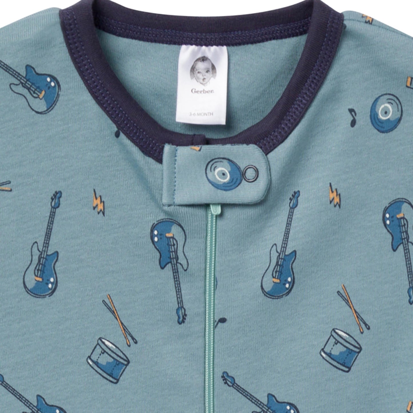 Gerber Baby-Boys 2-Pack Footed Pajamas, Guitars, 6-9 Months