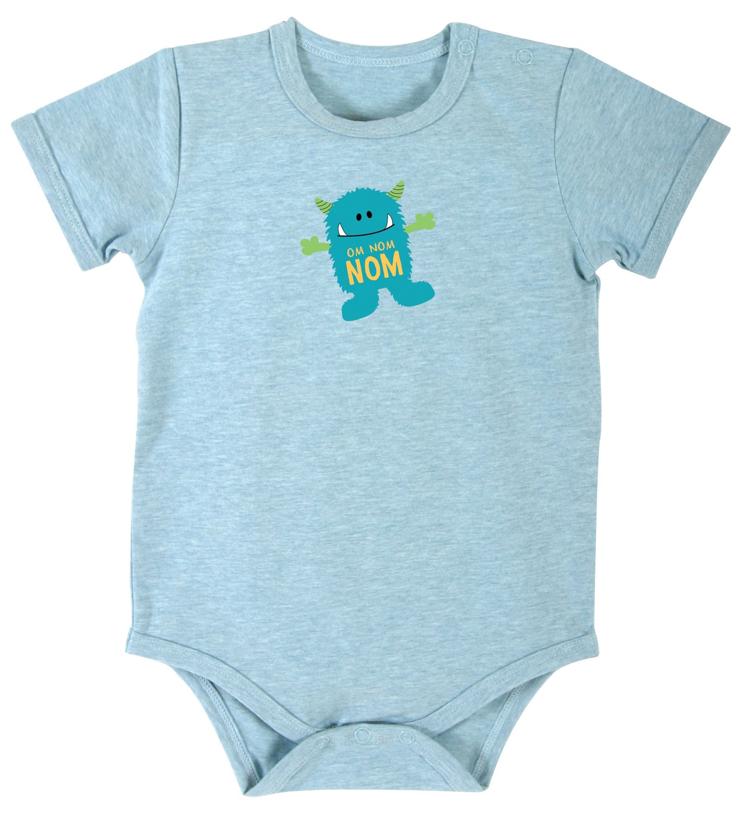 Stephan Baby Snapshirt Style Diaper Cover with Silkscreened Monster, Heathered Blue, 6-12 Months