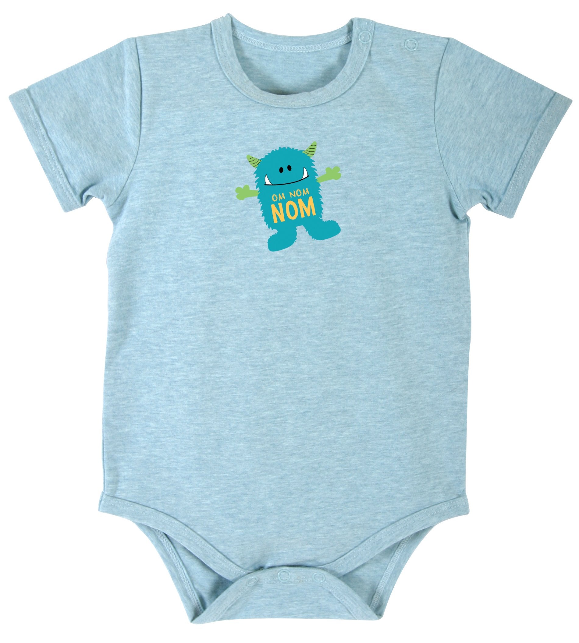 Stephan Baby Snapshirt Style Diaper Cover with Silkscreened Monster, Heathered Blue, 6-12 Months