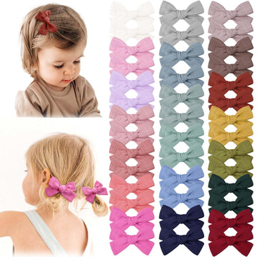 Oaoleer Baby Hair Clips, 40Pcs Fully Lined Hair Bows For Girls Toddler Babies Kids Baby, Non Slip Tiny Hair Accessories For Infa