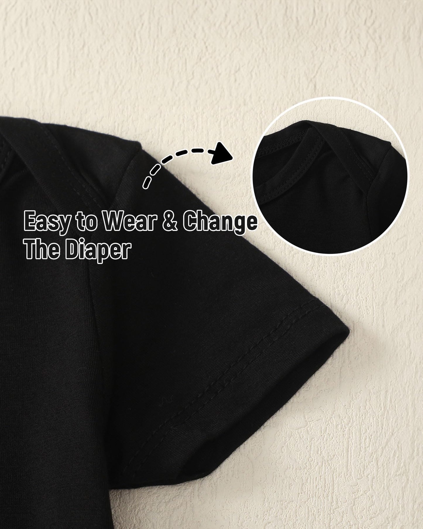Defahn 2Pcs Bamboo Baby Rompers Unisex Onsies Solid Short Sleeve Baby Bodysuit 3-6 Months Black