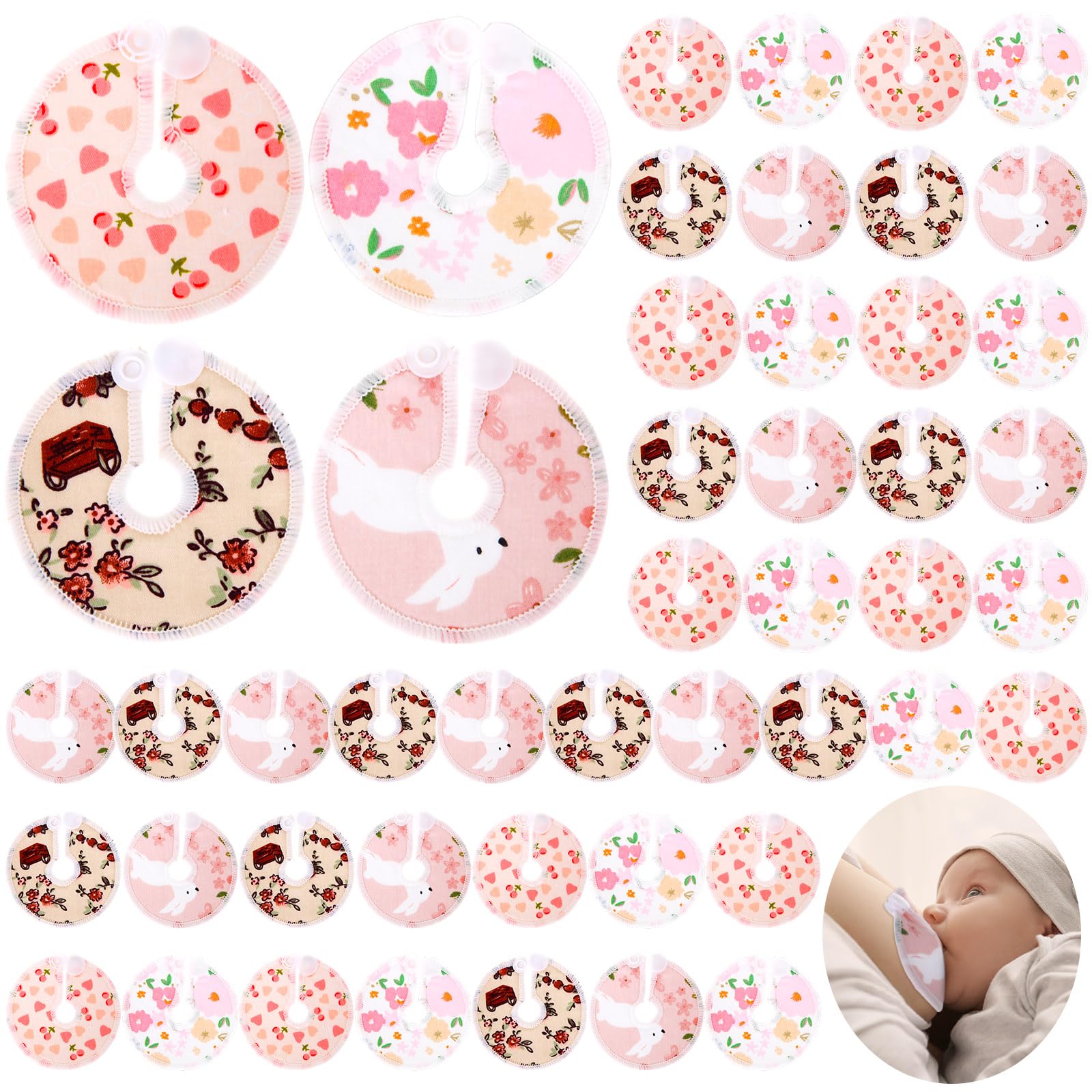 Threlaco 48 Pcs Gtube Button Covers Feeding Tube Pads Holder Abdominal Reusable Accessories Peg Tube Soft Absorbent Breast Feedi