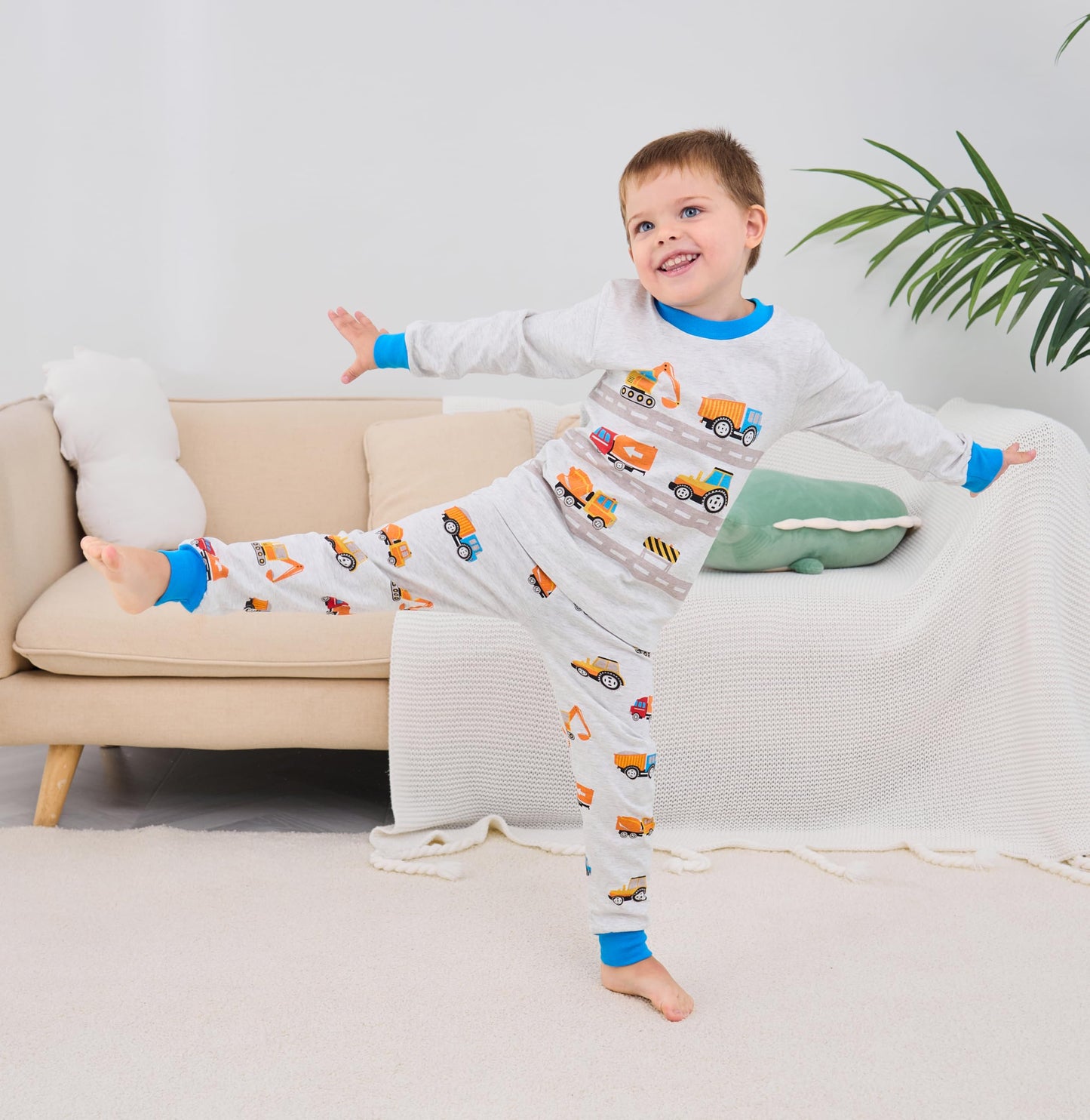 Boys Pajamas Truck 100% Cotton Construction Pjs Toddler 2 Piece Long Sleeve Sleepwear Kids Christmas Clothes Set 5T