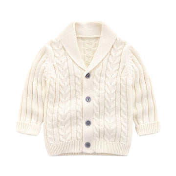 Feidoog Infant Baby Boys Cardigan Crochet Sweater V-Neck,Toddler Knit Button Up Knitted Pattern Pullover Sweatshirt,Beige,6-12M