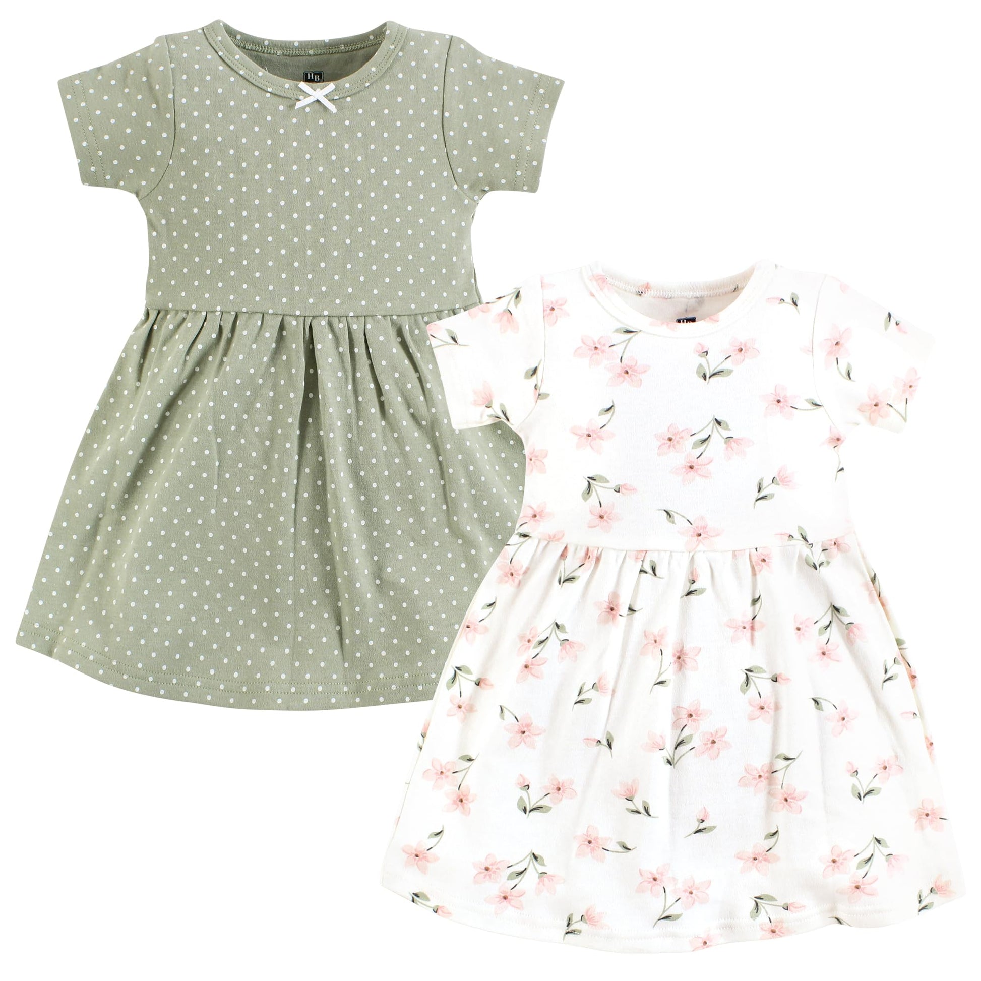 Hudson Baby Baby Girls Cotton Dresses, Pink Dainty Floral, 0-3 Months