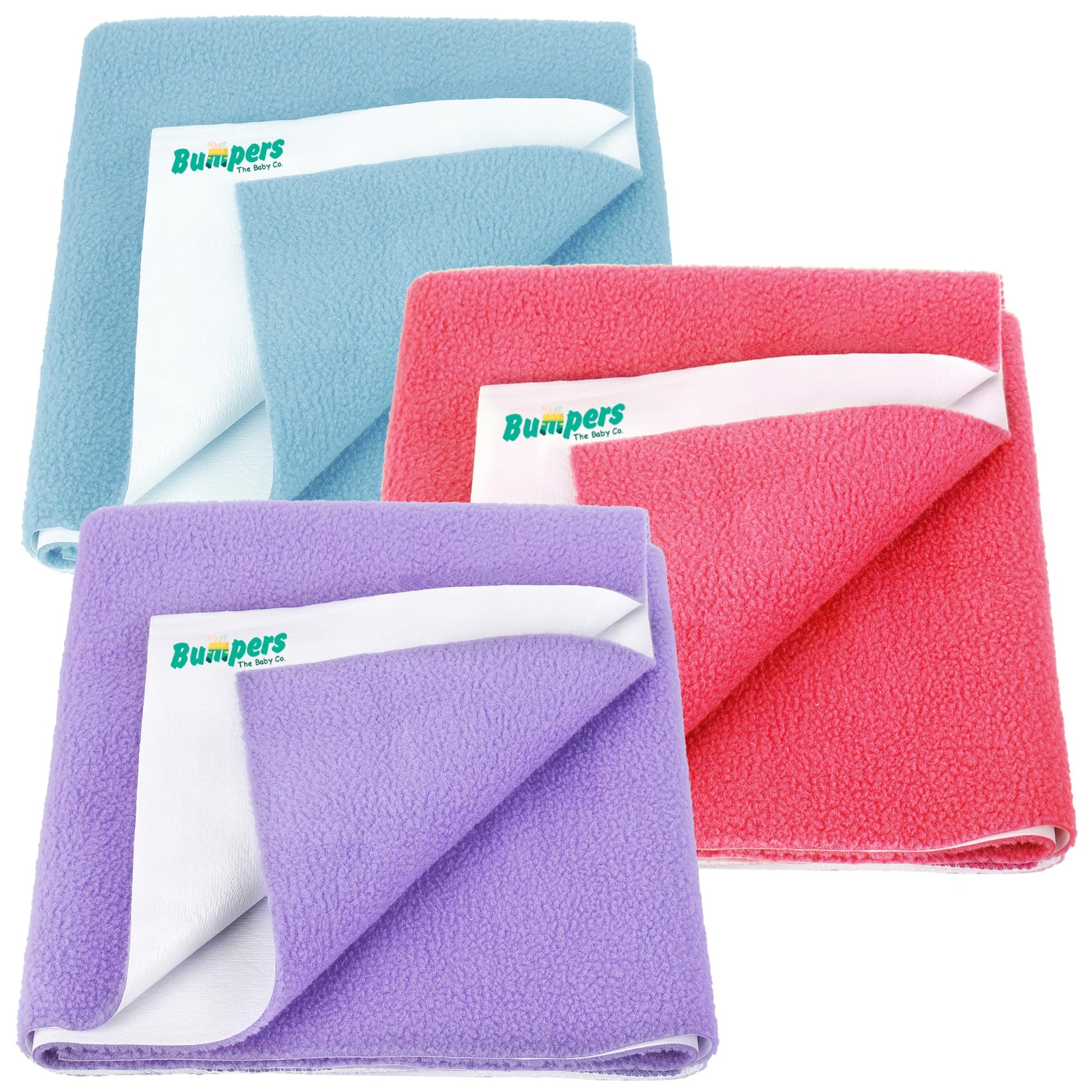 Bumpers AntiPiling Quick Dry & Absorbent Sheet Polycotton Baby Bed Protecting Waterproof Mat (Violet, Salmon Rose, Light Blue, 