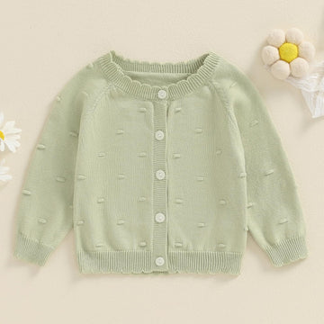 Infant Baby Girl Cardigan Sweater Long Sleeve Button Up Knit Sweatshirt Jacket Toddler Baby Girl Fall Outfits (Green, 3-4 Years)