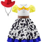 EleFairy Cowgirl Costume Girls Jessie Costume Halloween Party Princess Dress Up Outfit Cowgirl Dress with Red Cowboy Hat (4T/110