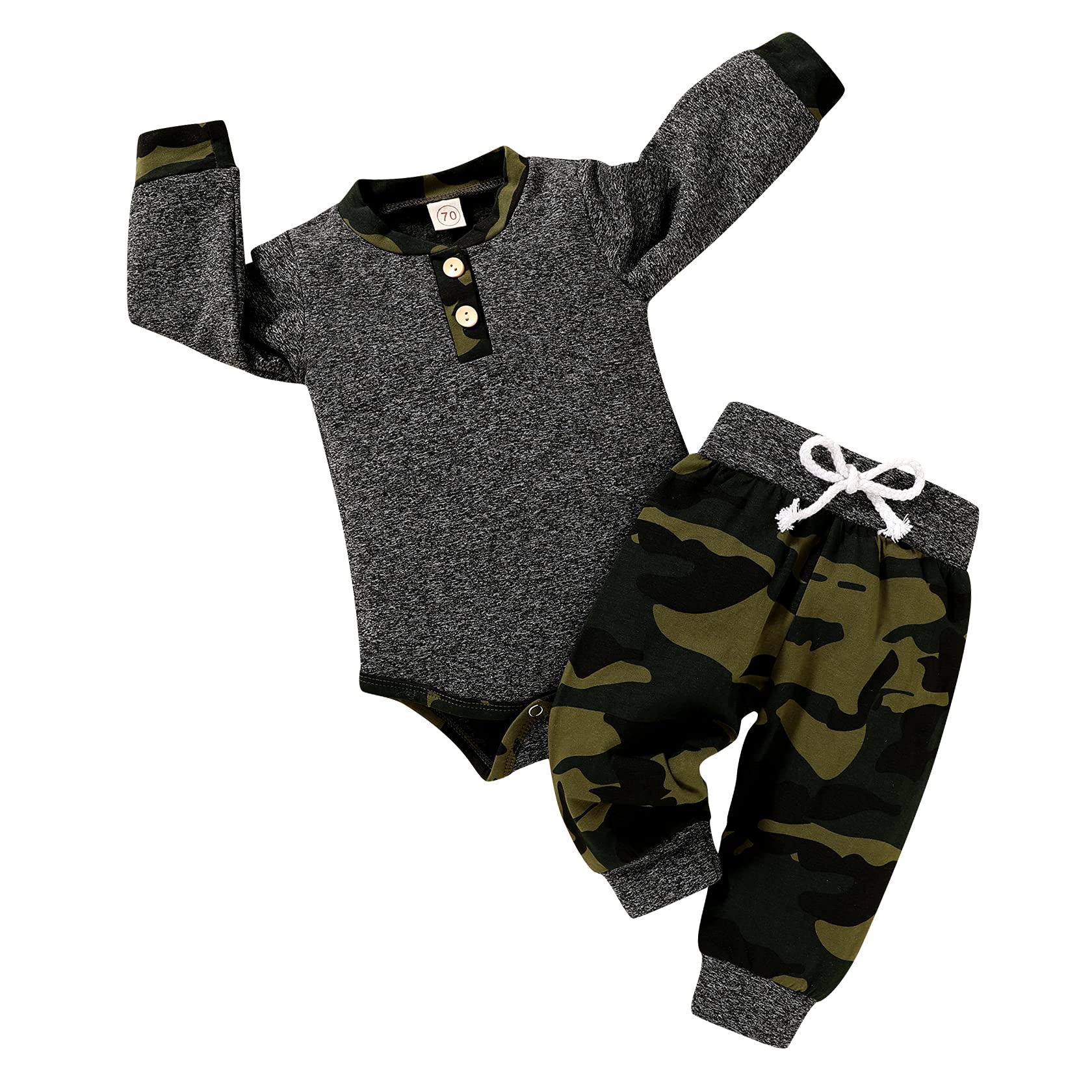 Newborn Baby Boy Fall Clothes Infant Plaid Long Sleeve Button Romper And Pants S WBBAPB098JR7D5Y