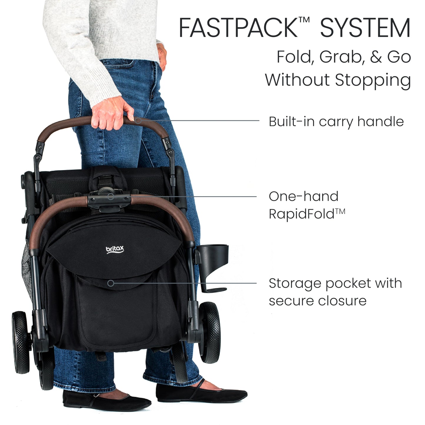 Britax Juniper Compact On-The-Go Stroller, Effortless Fastpack System With One-Hand Rapidfold, Portable & Lightweight For Travel