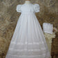 Little Things Mean A Lot 30' Cotton Batiste White Christening Baptism Gown With Cluny Trim And Bonnet - 3 Months (8-12 Lbs)