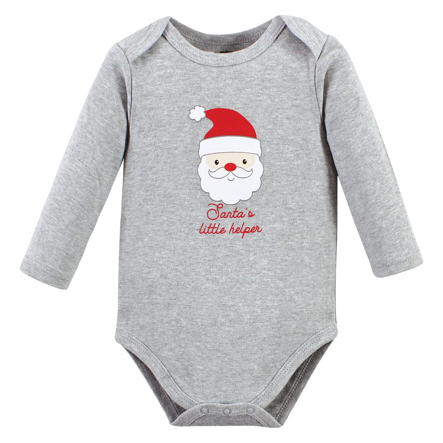 Hudson Baby Unisex Baby Cotton Long-Sleeve Bodysuits, Santa Reindeer, 6-9 Months