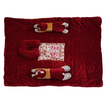 Nisma Newborn Baby Bedding Set | Soft & Comfortable Maroon Baby Blanket with Head Pillow, Neck Support Pillow & Bolsters | Infan