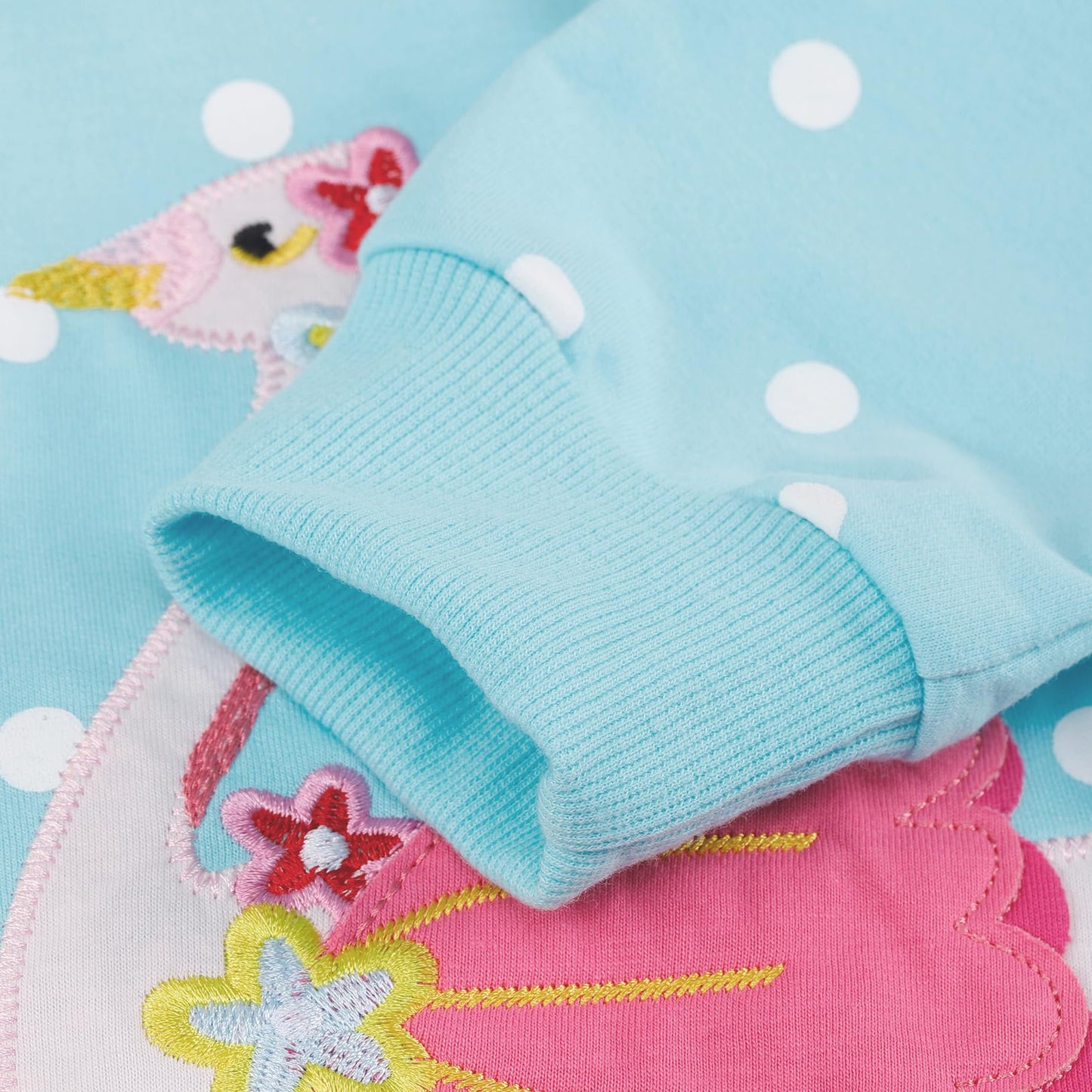 Akyzic Little Girl Sweatshirt Flamingo Long Sleeve Crewneck Blue Shirts Children Winter Outfits Cute Tops Kids Polka Dot Sweater
