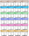 Willdan Glass Baby Food Storage Jars W/Lids (4 Oz, 24 Pack Set) Snack, Puree, Reusable Small Containers, Breast Milk, Fridge Or