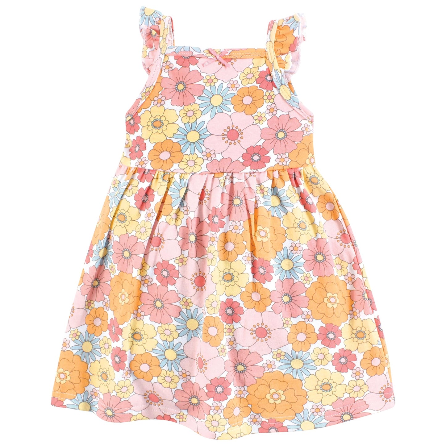 Hudson Baby Baby Girls Cotton Dresses, Peace Love And Flowers, 4T