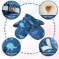 Fynnsure Toddler Mittens Baby Waterproof Snow Gloves Kids Ski Snow Gloves Cold Weather Mittens For Boys Girls Blue Dinosaur 1-2