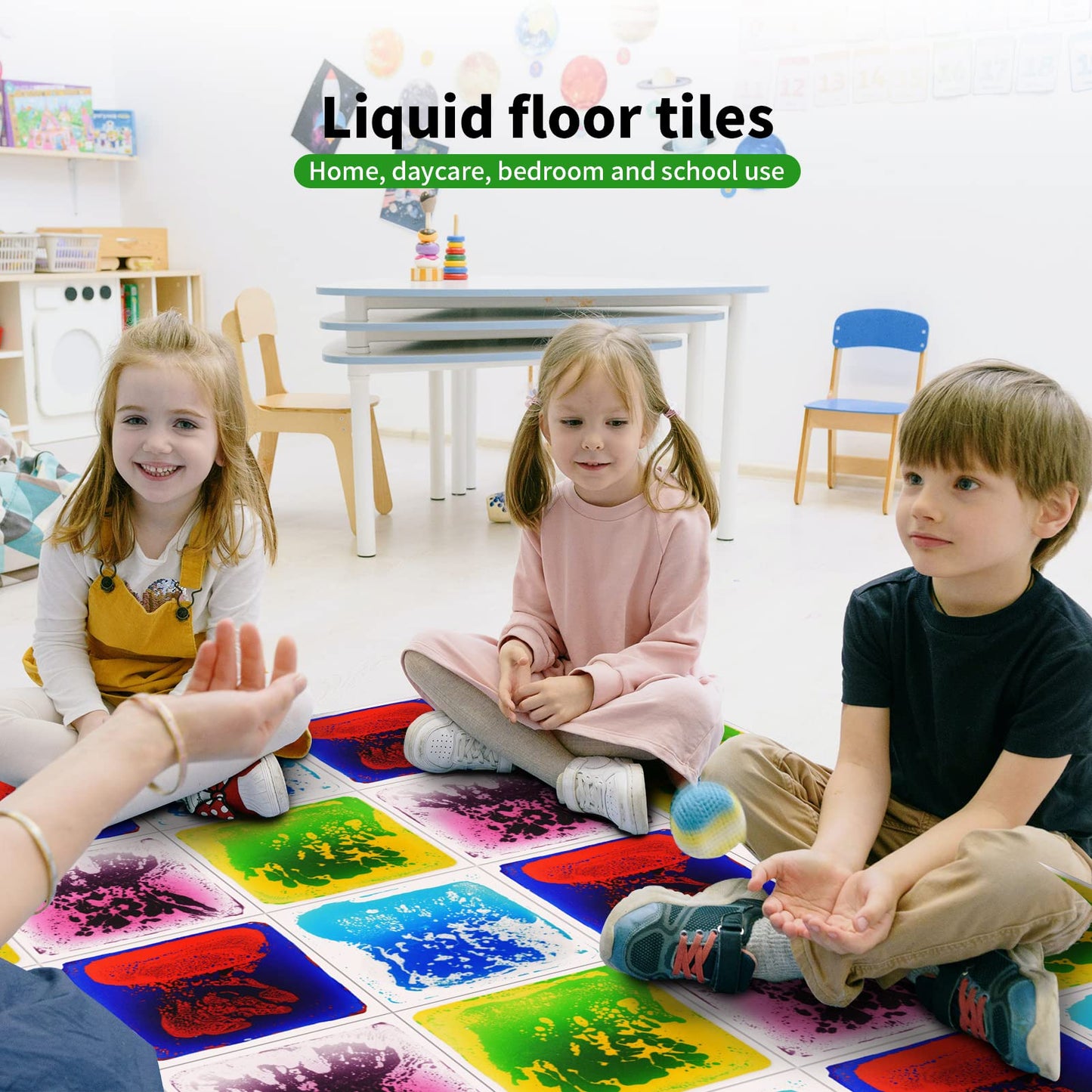 Longking 6 Sensory Tiles, 12' X 12' Sensory Floor Tiles, Liquid Floor Tiles, Lava Tiles
