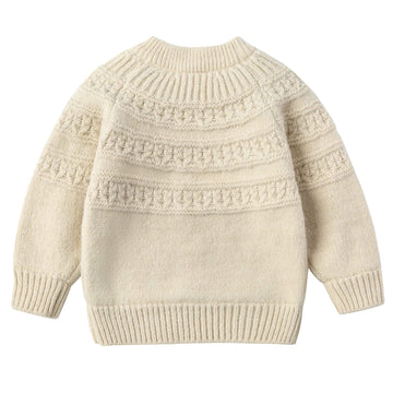 Curipeer Baby Boy 'S Girl 'S Crew Neck Knitted Sweater Handmade Pompom Rib Knit Pullover Outfits Beige 6T