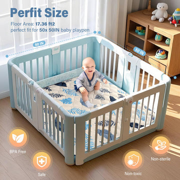 Baby Play Mats For Floor, 50X50 Playpen Mat, Thicken Cushioning Padding Foam Playmate For Baby And Toddlers Infants, Non-Slip &