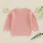 Amnnchya Toddler Infant Baby Girl Knit Sweater Big Sister Little Sister Matching Outfits Long Sleeve Pullover Sweatshirt (Pink,