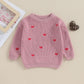 Baby Girl Cute Long Sleeve Crew Neck Love Embroidery Sweater Toddler Valentine Day Outfits (Rose Pink Heart, 0-3 Months)