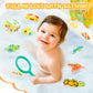 EKUEASYKU Dinosaur Bath Toys for Toddlers Shower Bath Time Fishing Games with Ocean Animals Dice Bathtub Toys Tub Gift for Baby