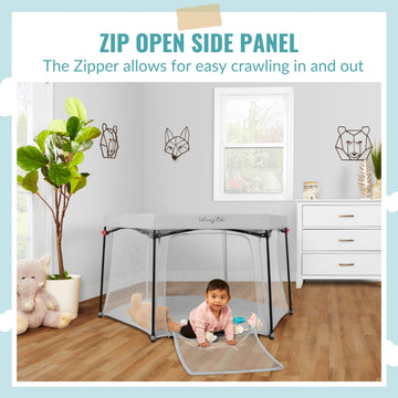 Dream On Me Onyx Playpen In Grey, Baby Playpen, Portable And Lightweight, Playpen For Babies And Toddler - Comes With A Comforta