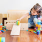 LOVEVERY | The Block Set | Solid Wood Building Blocks and Shapes + Wooden Storage Box, 70 Pieces, 18 Colors, 20+ Activities, Tod