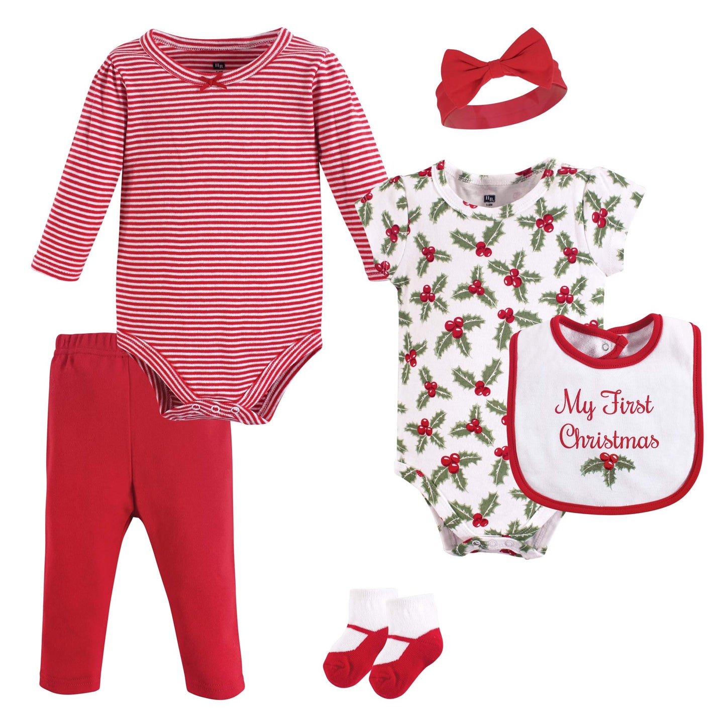 Hudson Baby Unisex Baby Cotton Layette Set, Holly, 6-9 Months